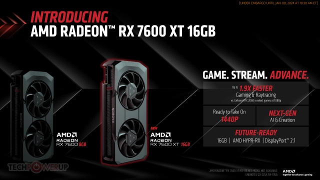 AMD trình làng Card đồ họa AMD Radeon RX 7600 XT – Hiệu năng đáng kinh ngạc ở 1080p với giá dưới 350 USD